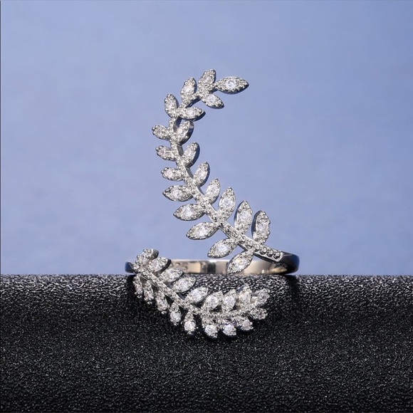 New 925 Silver Marquise Leaf Adjustable Ring - Picture 6 of 11